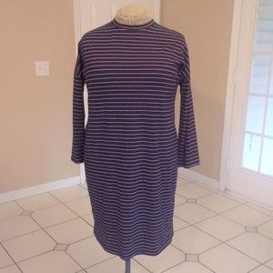 Navy White Striped Drop Shoulder Hourglass Dress